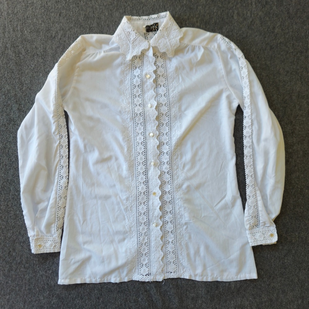Vintage Adelaar Lace Victorian Crochet Eyelet Blouse Size 8 (Medium) Regency